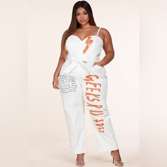 ❤️BRAND NEW! L’atise by Amy Plus Size Letter Print Jumpsuits - Picture 15 of 15